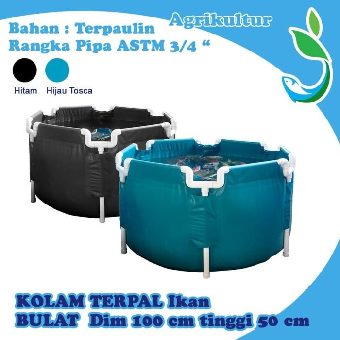 Kolam Terpal Knock Down D 100cm T 50cm Plus Pembuangan dan Jaring