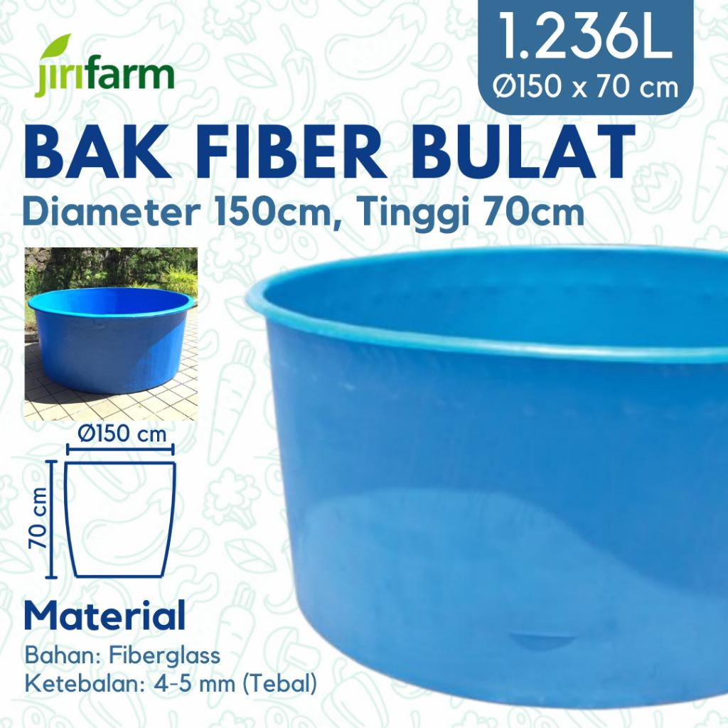JIRIFARM - Bak Kolam Ikan Fiber Bulat Diameter: 150cm Tinggi: 70cm 1236L Liter Koi Tebal