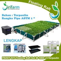 Jirifarm Paket Kit Hidroponik Floating Raft 1000 LT, Kolam Terpal 5x2 T 30 cm - Hitam