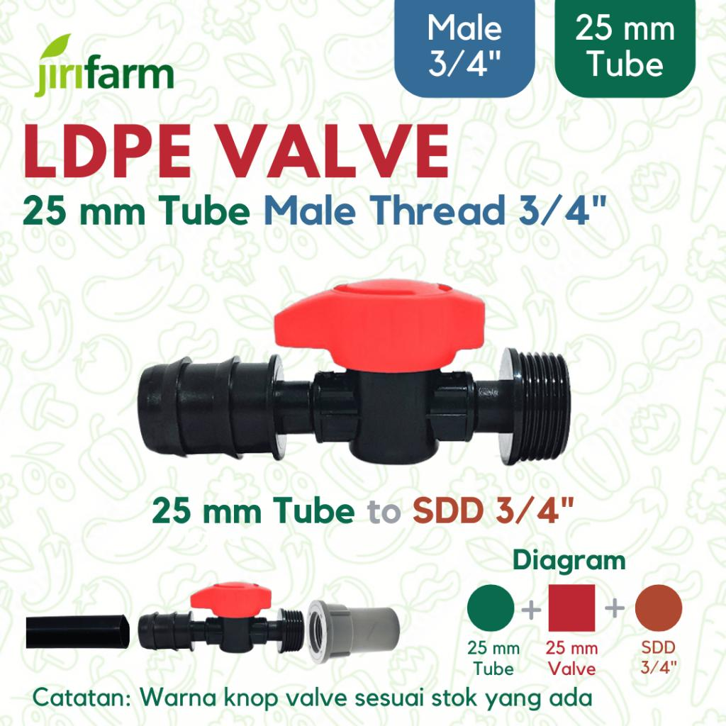 JIRIFARM - Barb Valve 25mm Male Thread 3/4" Inch Konektor Selang PE Irigasi Hidroponik LDPE 25 mm