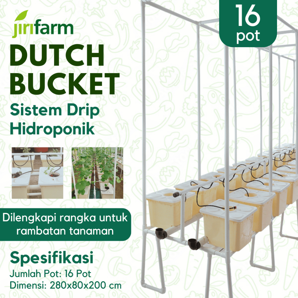 Jirifarm Hidroponik Dutch Bucket 16 Pot Diameter 10 cm w/ Fitting Atas