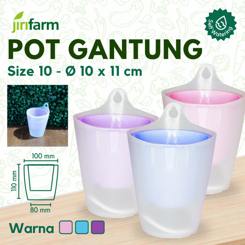 JIRIFARM - Pot Bunga Gantung Hanging Size 10 - Tanaman Hias Otomatis Self Watering Pot Unik