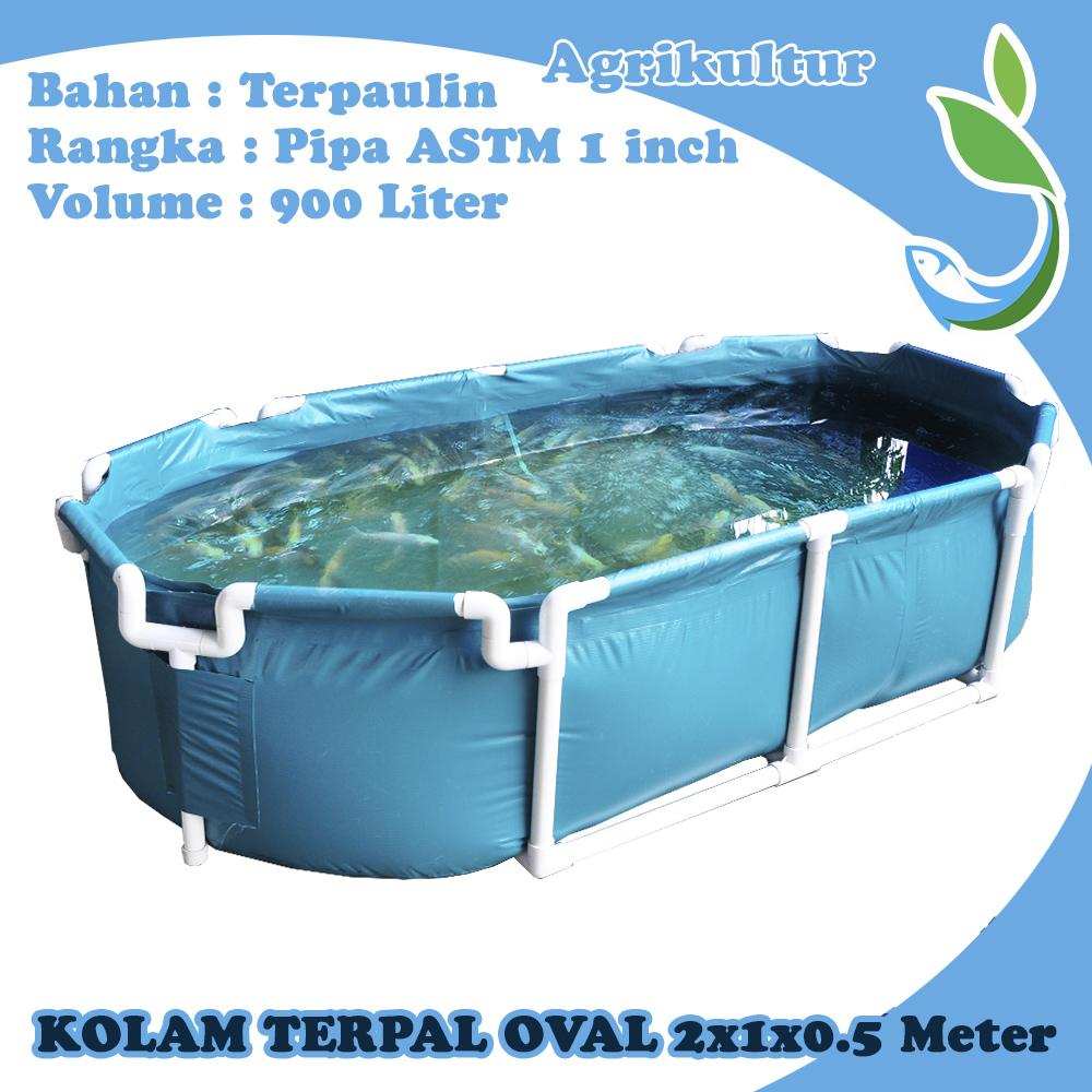 Kolam Terpal / kolam ikan / kolam Terpaulin Oval 2x1x0.5 meter 900 L