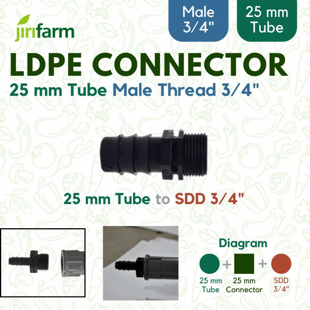 JIRIFARM - Barb Connector 25mm Male Thread 3/4" Inc Konektor Selang PE Irigasi Hidroponik LDPE 25 mm