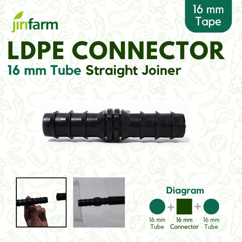 JIRIFARM - Barb Connector 16 mm - Straight Joiner Konektor Selang PE Irigasi Hidroponik - Lurus 16mm
