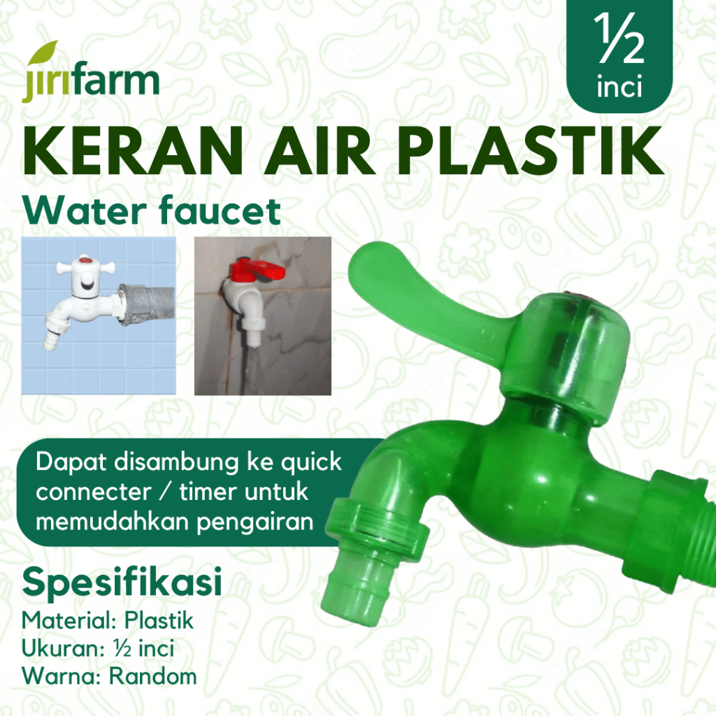 JIRIFARM - Kran Air Plastik PVC Stabilo Engkol Baling Keran Taman Tembok Sambungan Selang 1/2 Inch