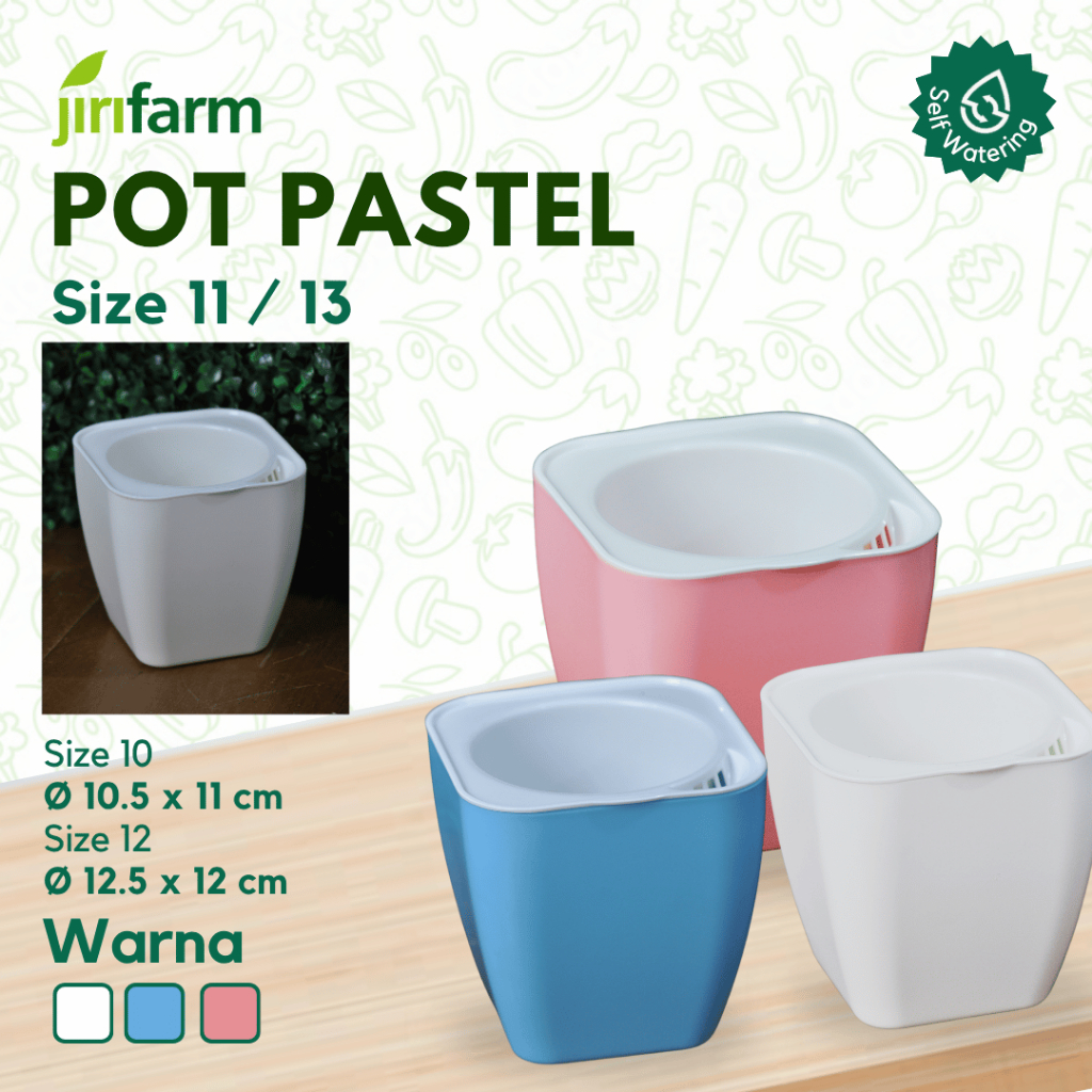 JIRIFARM - Pot Bunga Pastel Size 10 12 - Tanaman Hias Otomatis Self Watering Pot Unik