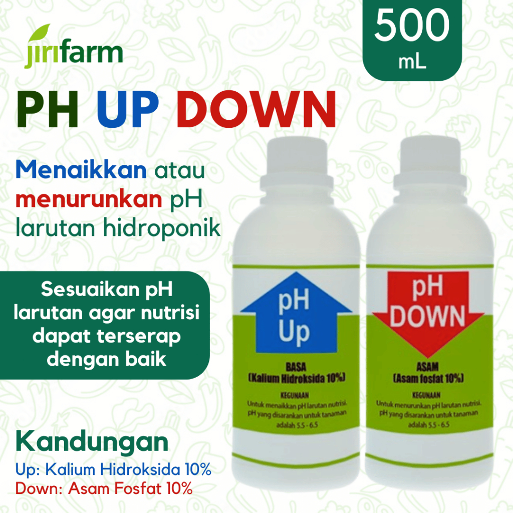 JIRIFARM - Paket pH Up Down Untuk Nutrisi Tanaman Hidroponik 500ml 250ml Cair JABODETABEK