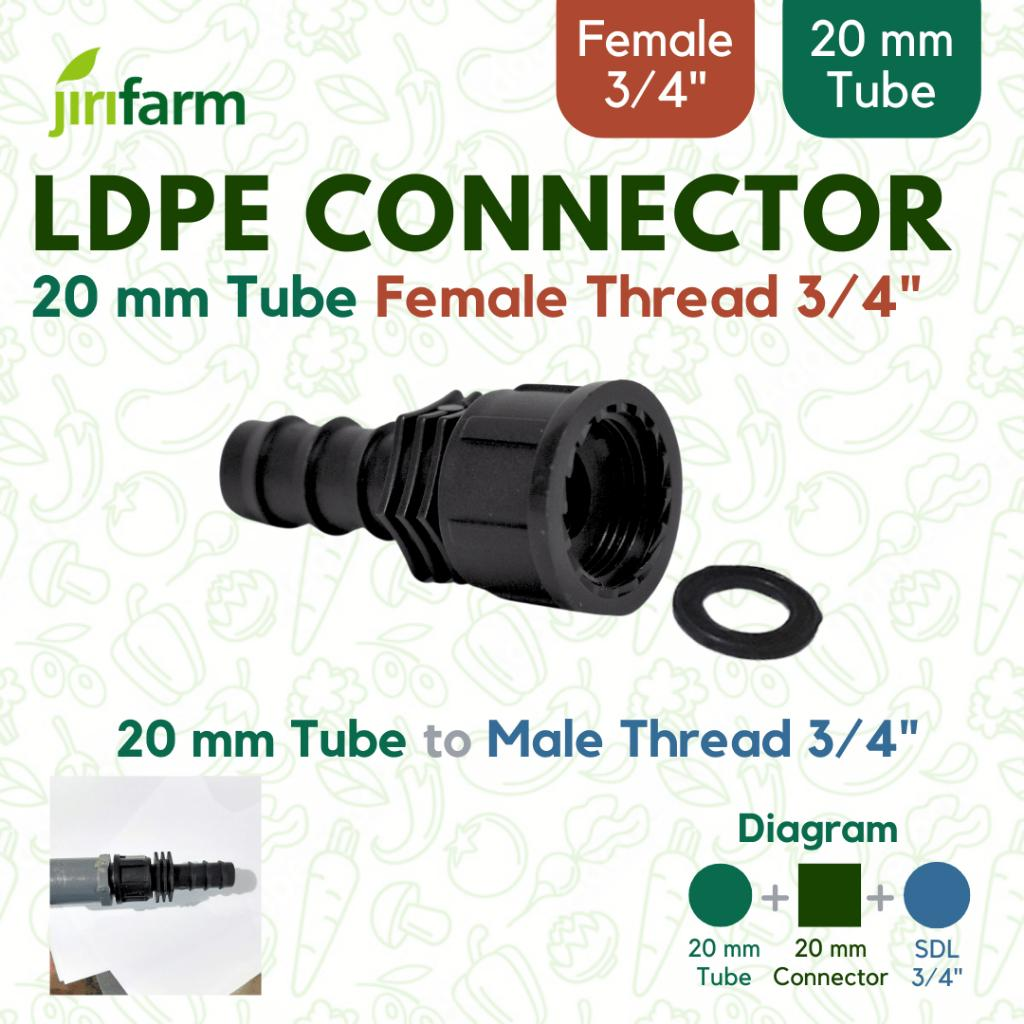 JIRIFARM - Barb Connector 20 mm - Female Thread | Konektor Selang PE Irigasi Drat Dalam 3/4" 20mm
