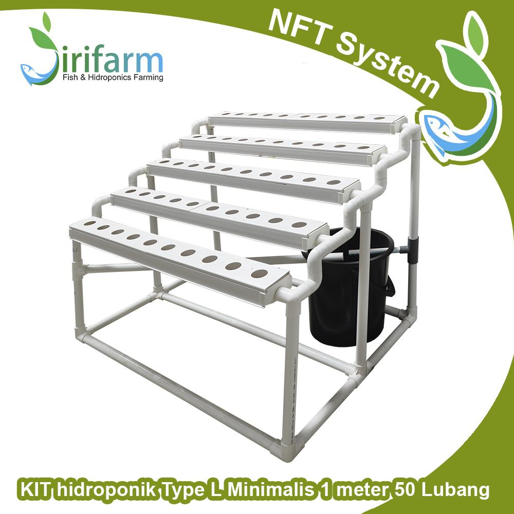 Kit Paket TanamHidroponik NFT Type L Minimalis 1 mtr 50 Lubang Tanam
