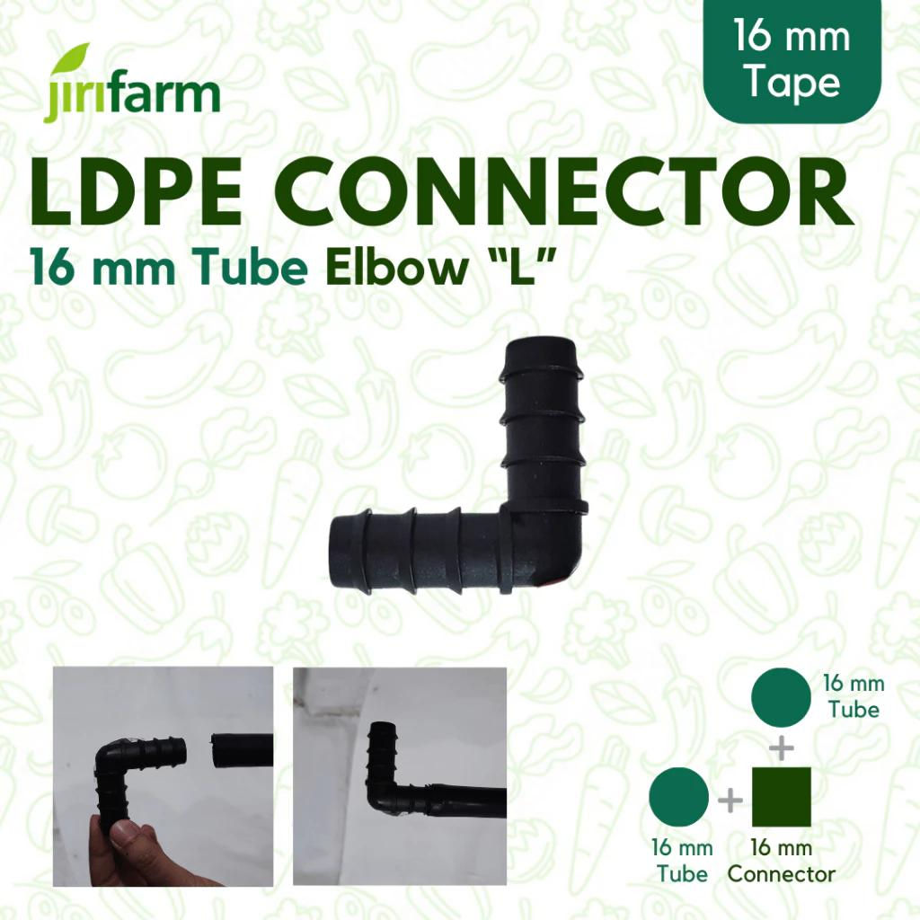 JIRIFARM - Barb Connector 16 mm - Elbow | Konektor Selang PE Irigasi Hidroponik - Elbow L 16mm