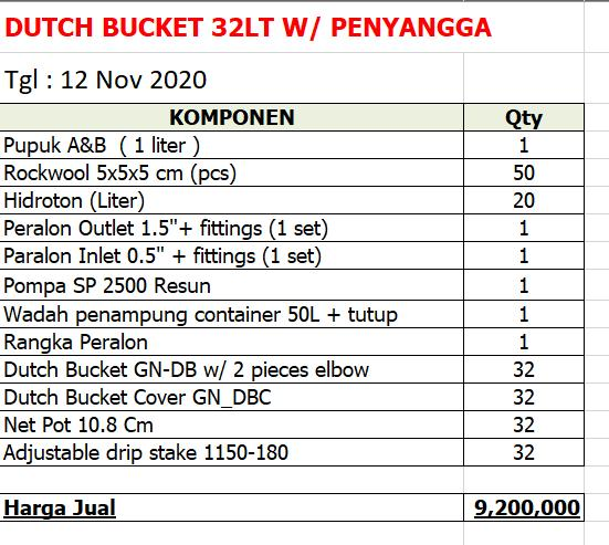 Paket Tanam Dutch Bucket 32 Lubang Tanam Dengan Penyangga