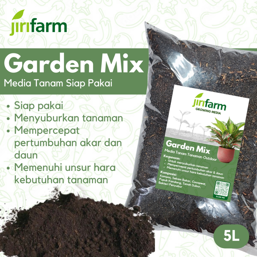 JIRIFARM - Media Tanam Organik 5L Siap Pakai - Metan Tanah Subur Pupuk Kohe Cocopeat Sekam Bakar
