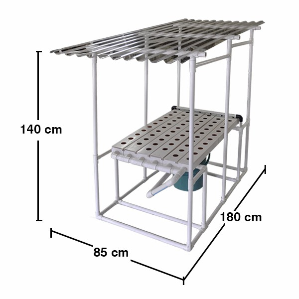 Jirifarm (09311) Paket Starterkit Hidroponik NFT Horisontal 60 Lubang Tanam w/ Atap Solartuff Anti U