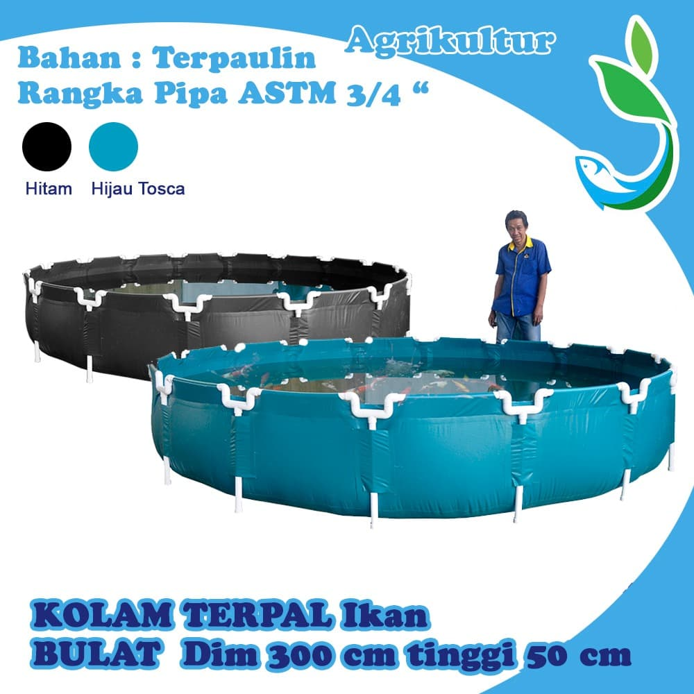 Jirifarm Kolam Terpal Knock Down Dim 300cm Tinggi 50cm pengganti kolam fiber