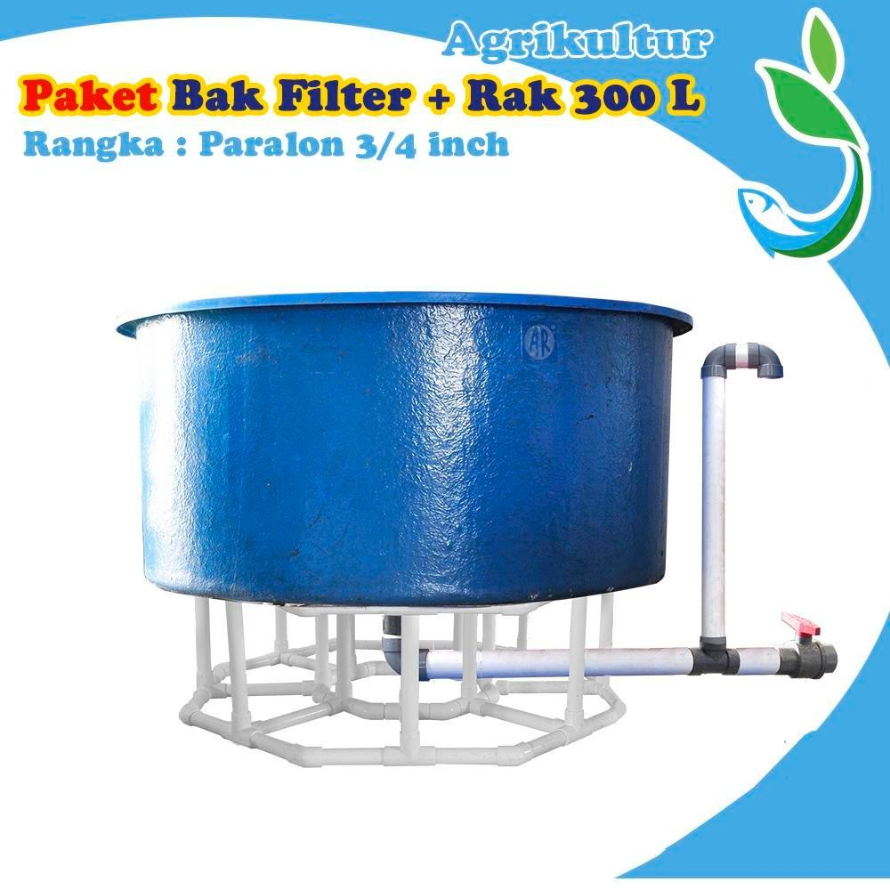 BAK FIBER kolam ikan D=100CM, T=50CM + OUTLET + DUDUKAN PARALON