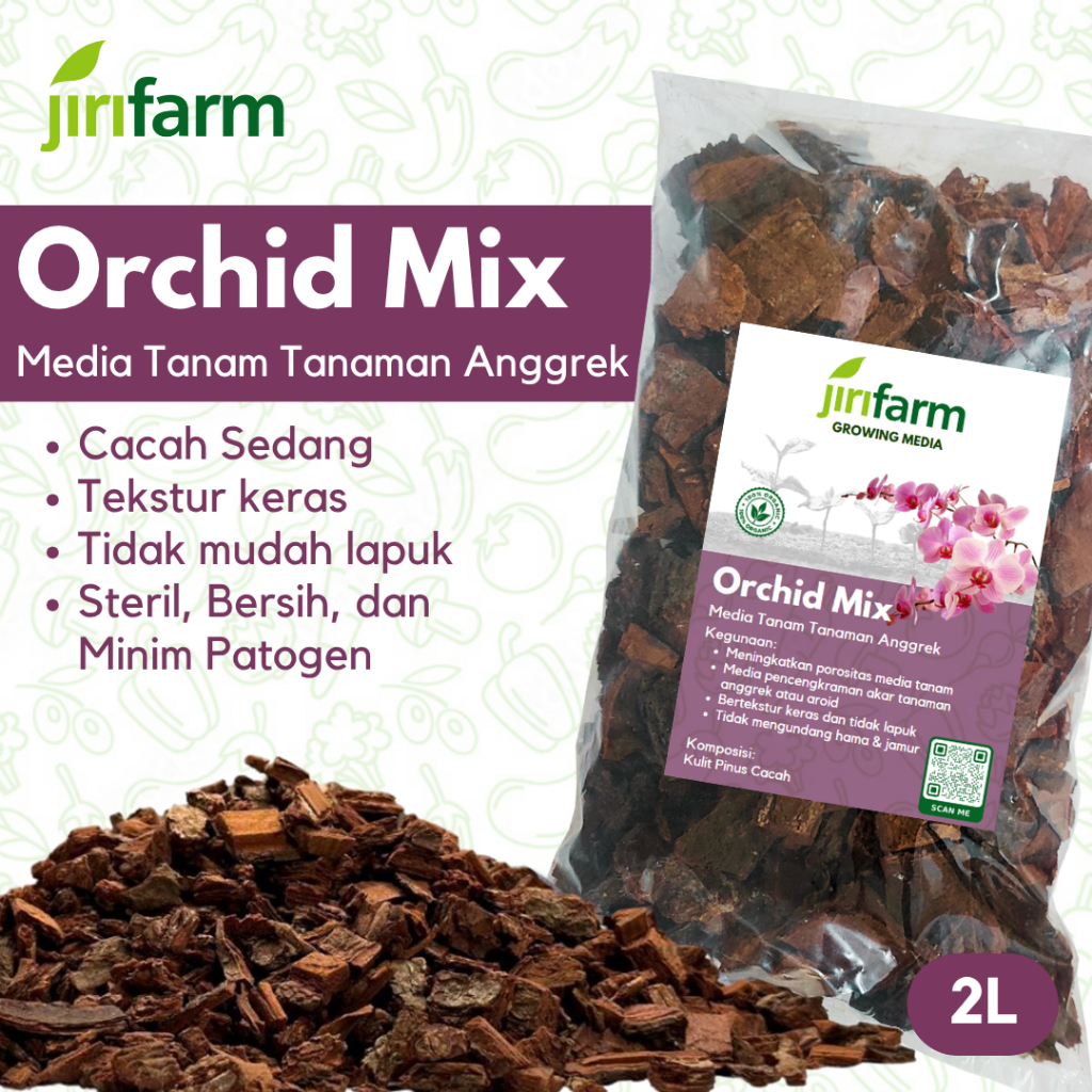 JIRIFARM - Media Tanam Anggrek Pine Bark Kulit Pinus Cacah Sedang 2L Pinebark Tanaman Hias Aroid