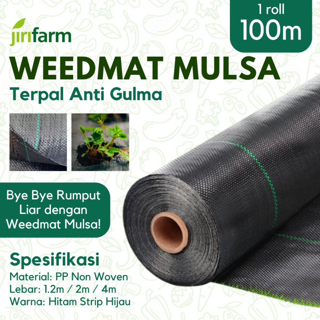 JIRIFARM - Hidroponik Mulsa Weedmat Control Meteran Lebar 1.2 Meter, 2 Meter, 4 Meter Hitam 1 Roll