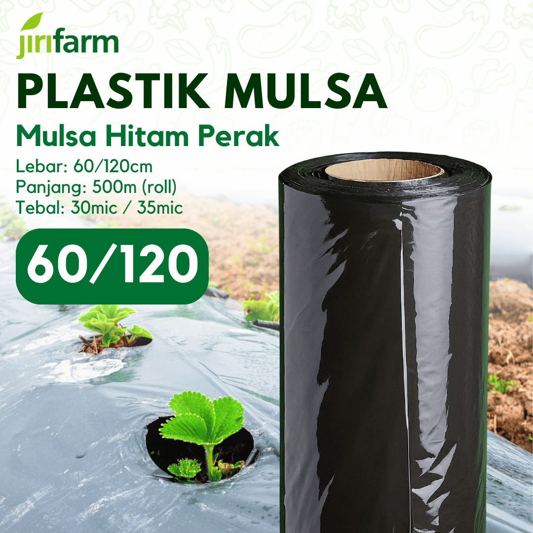 JIRIFARM - Plastik Mulsa Hitam Perak Perkebunan Lebar 120 cm Hitam Silver