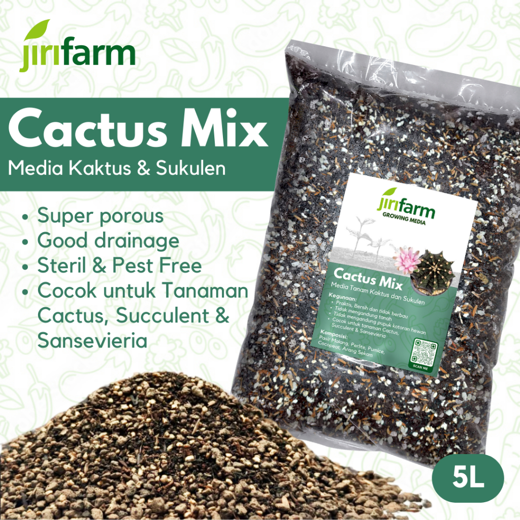 JIRIFARM - Media Tanam Kaktus dan Sukulen Siap Pakai 5Liter - Cactus Succulent Soil Mix 5 Liter
