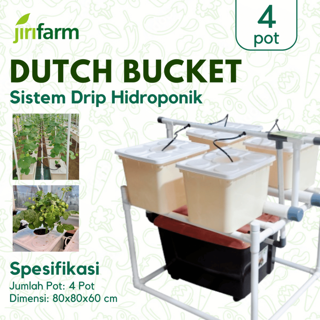 Jirifarm Hidroponik Sistem Dutch Bucket 4 Pot Diameter 10 cm