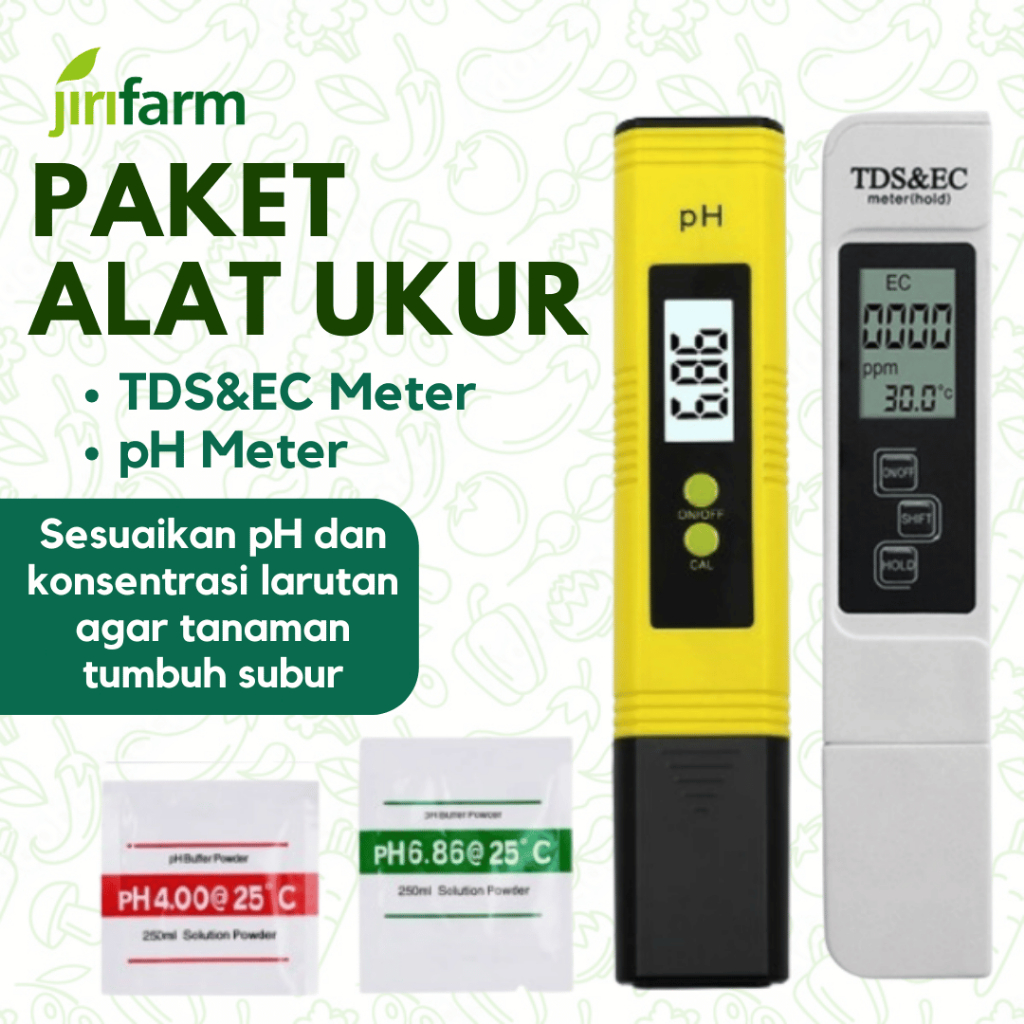 JIRIFARM - Paket Alat Ukur Hidroponik TDS EC + pH Meter untuk Ukur Nutrisi Hidroponik