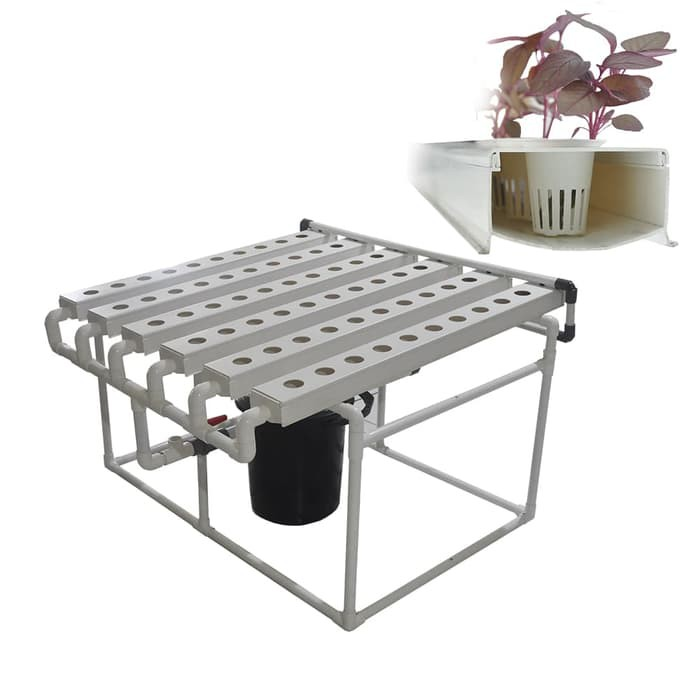 Jirifarm (12371) Starterkit Hidroponik NFT Horisontal 60 Lubang Tanam Talang Trapesium