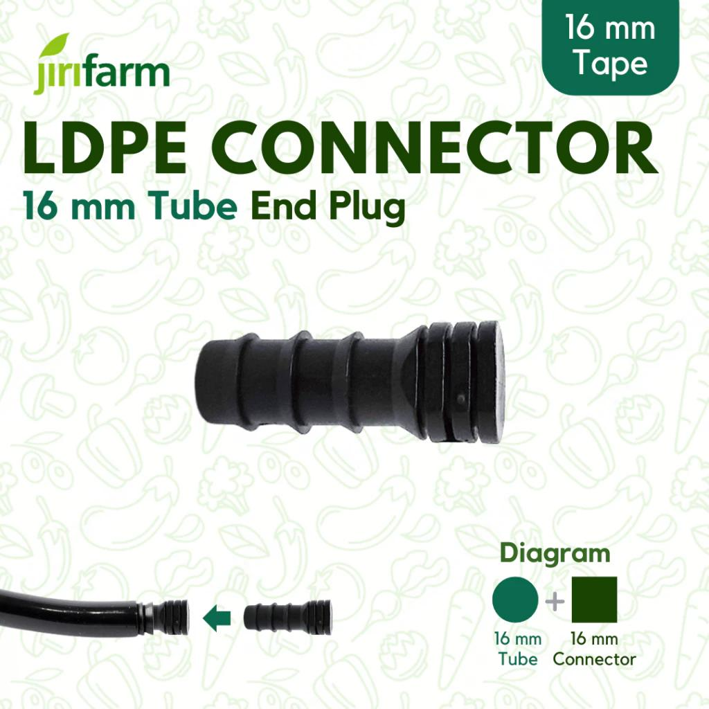 JIRIFARM - Barb Connector 16 mm - End Line Plug | Konektor Selang PE Irigasi Hidroponik - Penutup Ujung 16mm