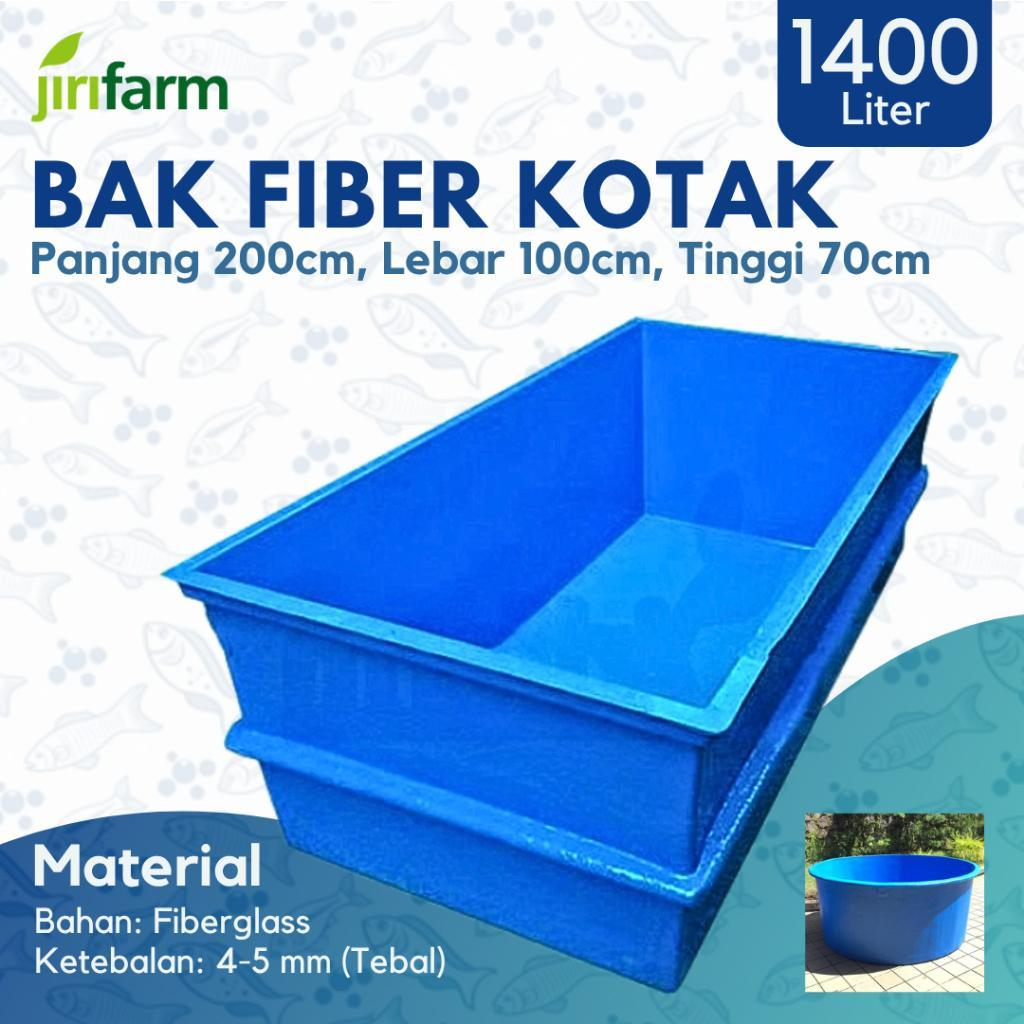 JIRIFARM - Bak Kolam Ikan Fiber Kotak 1.400 L, 200x100x70 Persegi Liter Koi Tebal