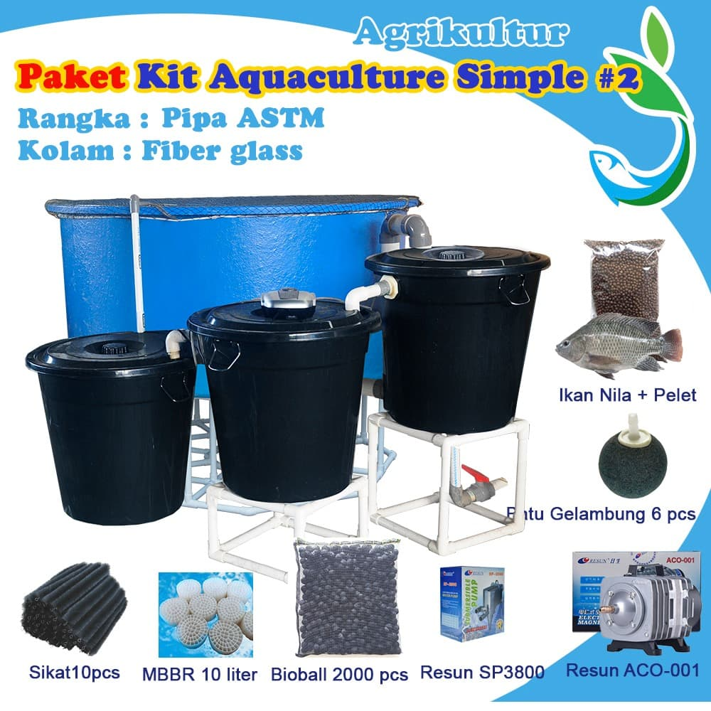 Paket Kit Aquaculture Simple #2 / Akuakultur Kolam ikan + filter