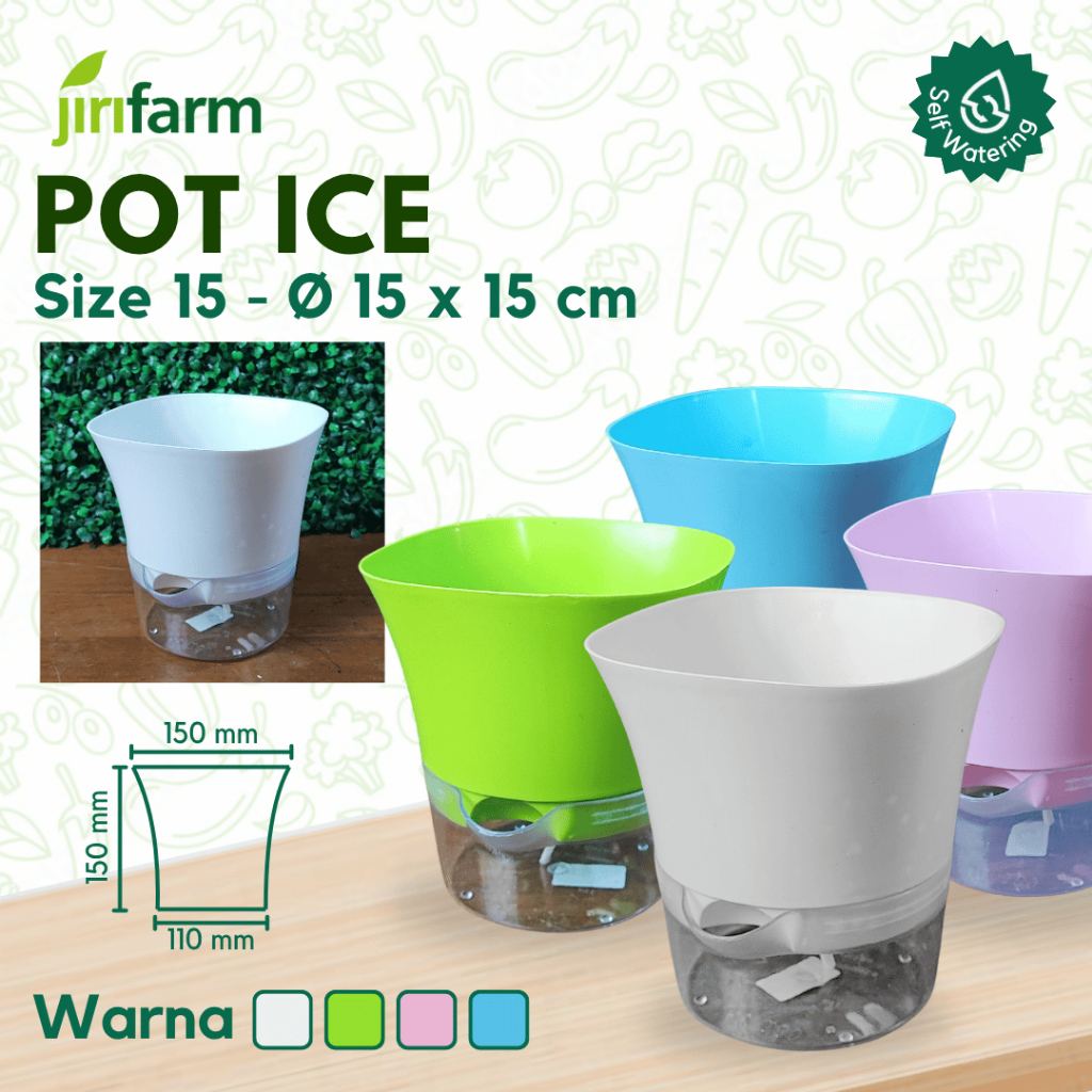 JIRIFARM - Pot Bunga Ice Bucket Diameter 15 - Tanaman Hias Otomatis Self Watering Pot Unik