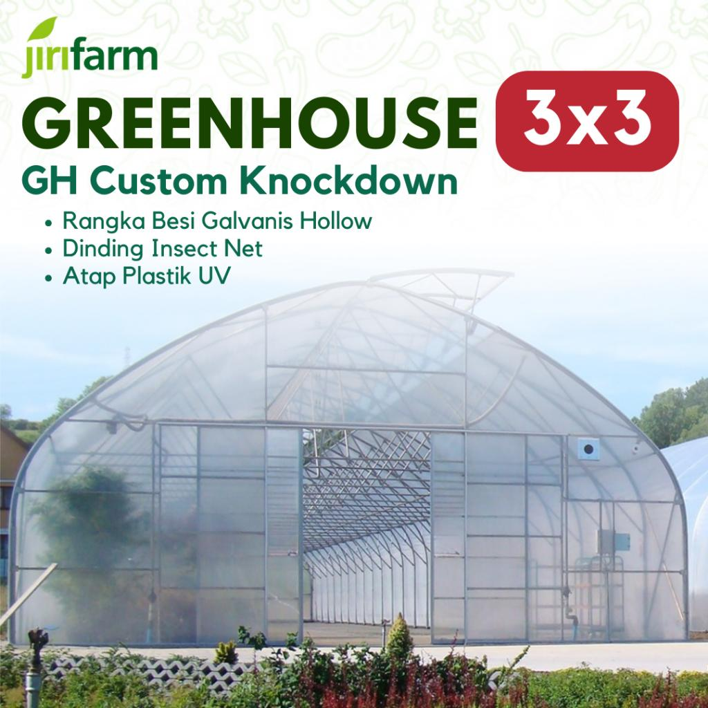 Jirifarm GREEN HOUSE ukuran 3x3 meter KNOCK DOWN Rangka Pipa Besi