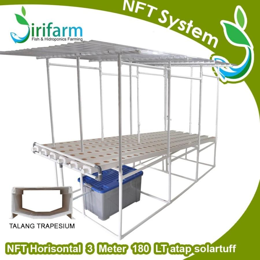 Jirifarm Paket NFT Talang Trapesium Horisontal 180 LT Dengan Atap Daun Pupuk