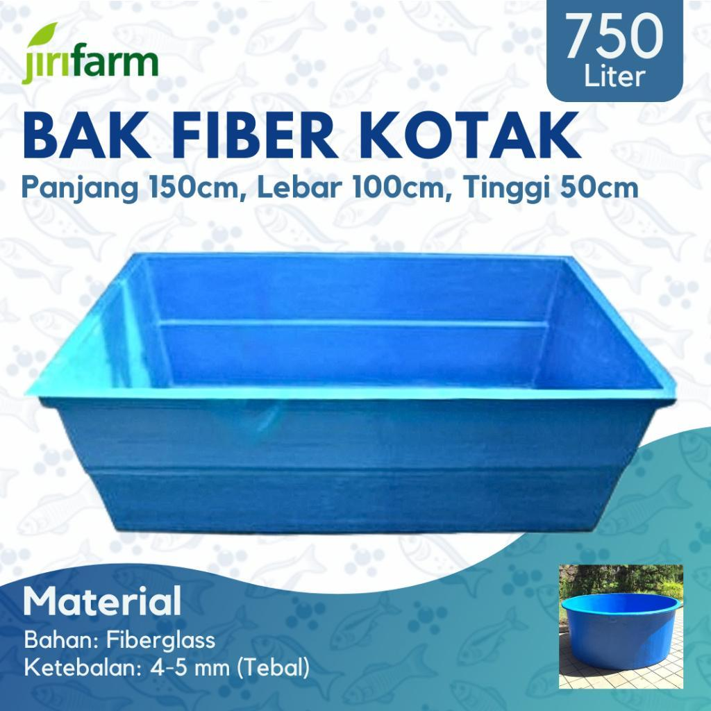 JIRIFARM - Bak Kolam Ikan Fiber Kotak Persegi 150x100x50, Vol 750 Liter Koi Tebal
