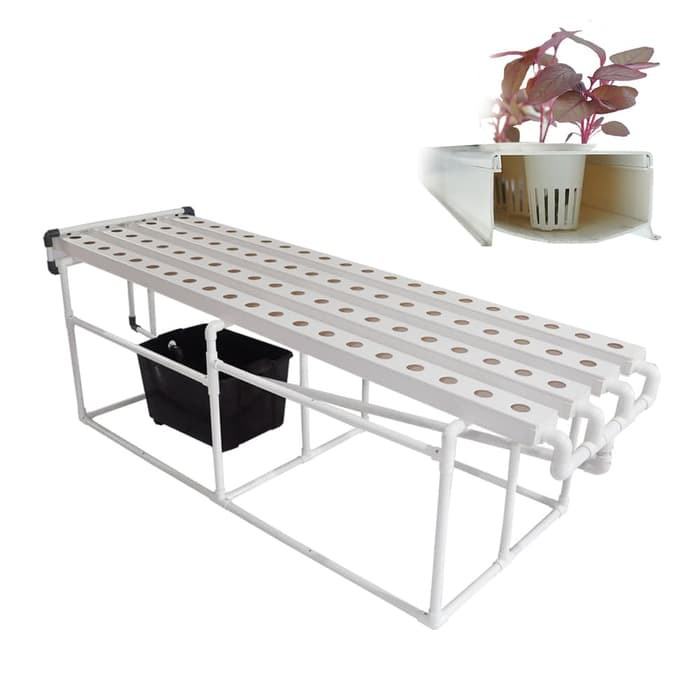 Jirifarm (12077) Paket Starterkit Hidroponik NFT Talang Trapesium 2 Meter 80 Lubang Tanam