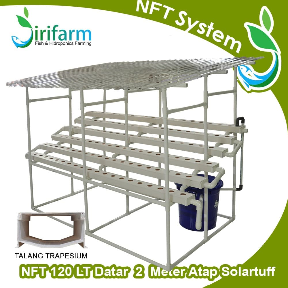 Jirifarm Paket Starterkit Hidroponik NFT 2 Meter 120 LT w/ Solartuff