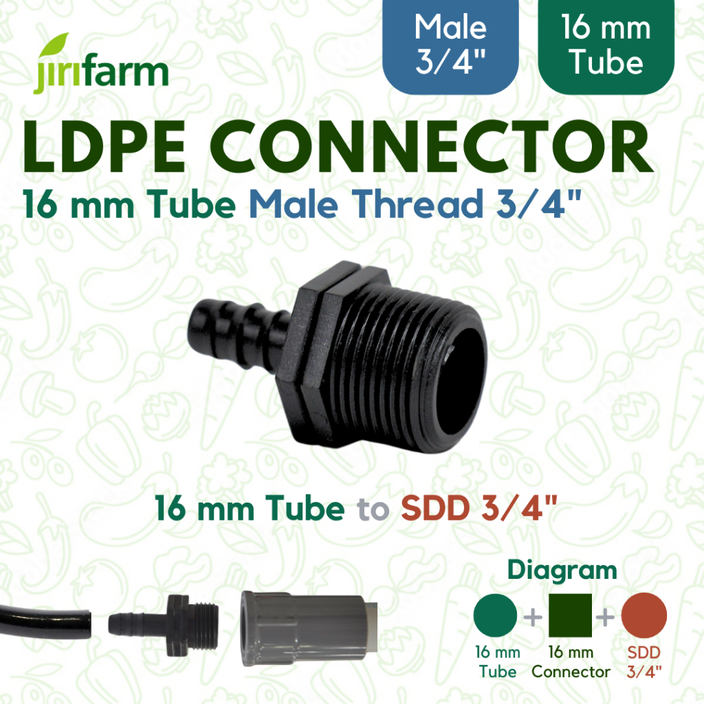 JIRIFARM - Konektor Selang 16 mm Ke Paralon 3/4 Inch Male