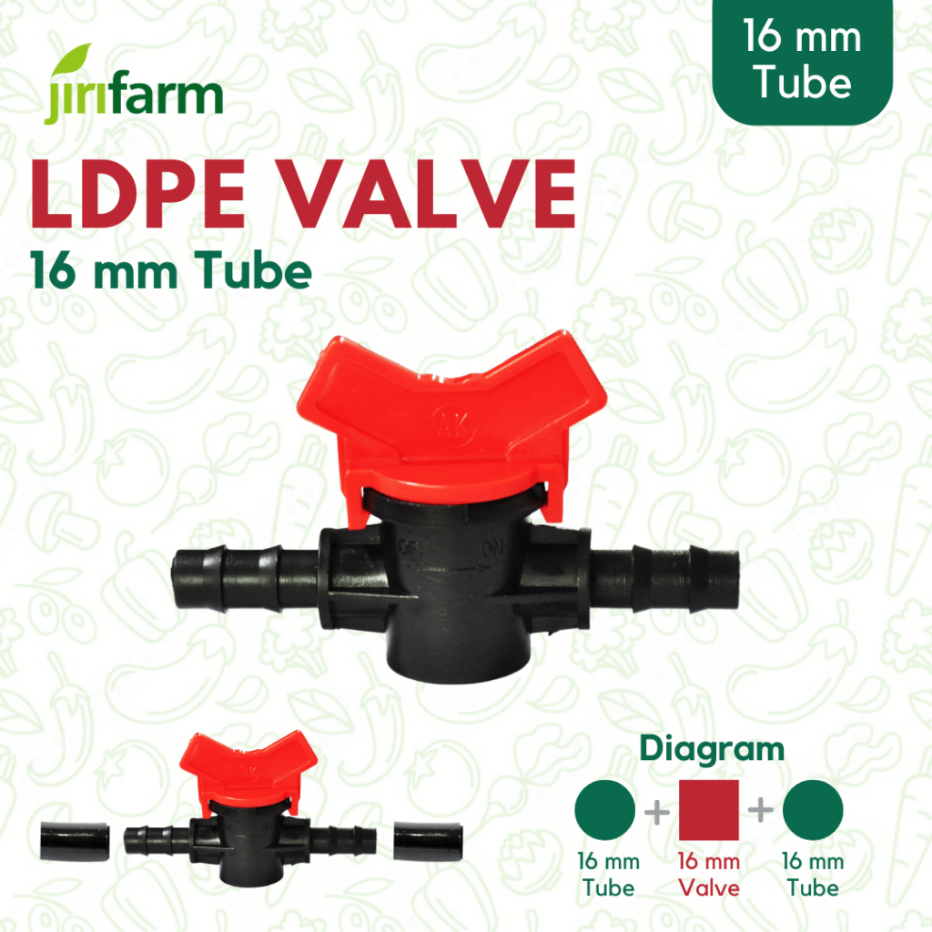 JIRIFARM - Barb Valve 16 mm - Straight Joiner | Konektor Keran Selang PE Irigasi Hidroponik - Lurus 16mm