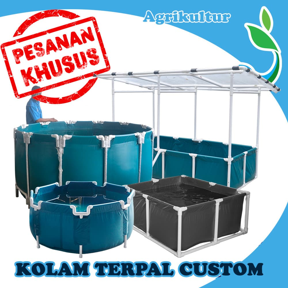 Kolam Terpal Ukuran Custom Persegi 300x120x70 cm Plus Atap