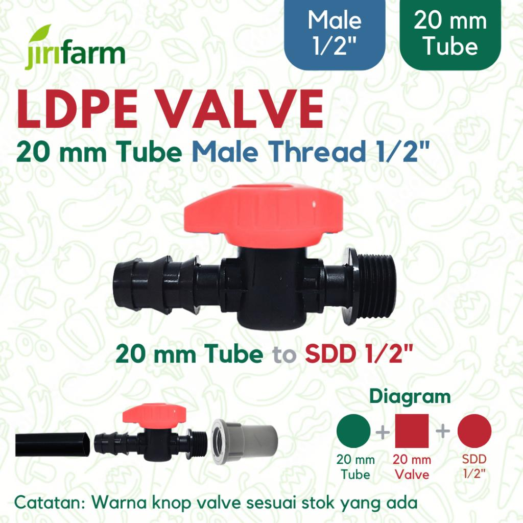 JIRIFARM - Barb Valve 20 mm Thread Male 1/2" Inch Konektor Keran Selang PE Irigasi Hidroponik 20mm