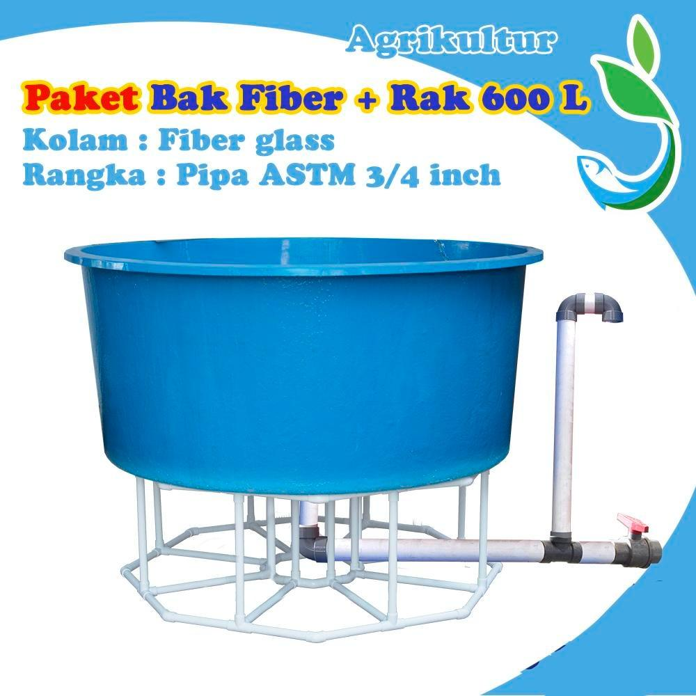 BAK FIBER kolam ikan D=125CM, T=60CM + OUTLET + DUDUKAN PARALON