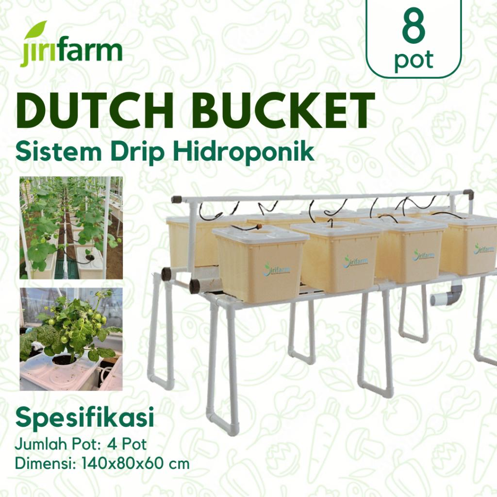 JIRIFARM - Sistem Hidroponik Dutch Bucket 8 Pot Tanpa Fitting Atas