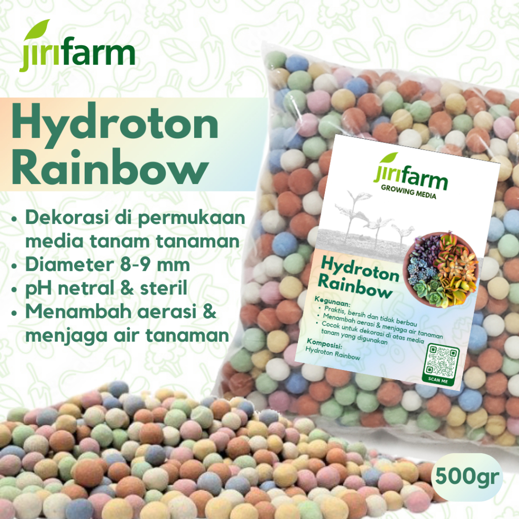 JIRIFARM - Hidroton Rainbow Import 500gr gram Media Tanam Hydroton Warna Warni Leca Kaktus Sukulen
