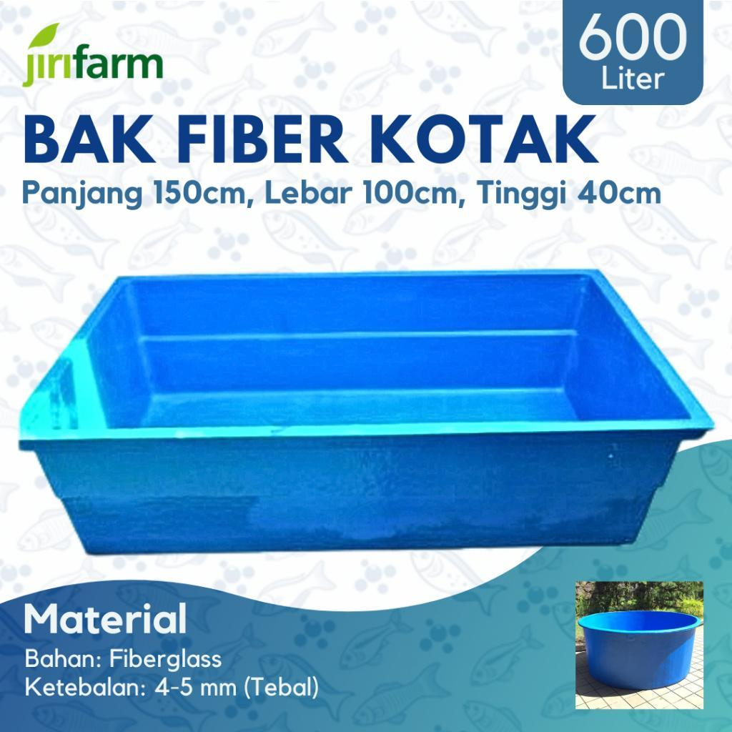 JIRIFARM - Bak Kolam Ikan Fiber Kotak Persegi 150x100x40, Vol 600 Liter Koi Tebal