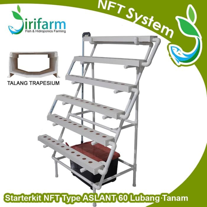 Jirifarm Hidroponik Starterkit NFT Model A-Slant 1M 60 Lubang Tanam - Talang Trapesium