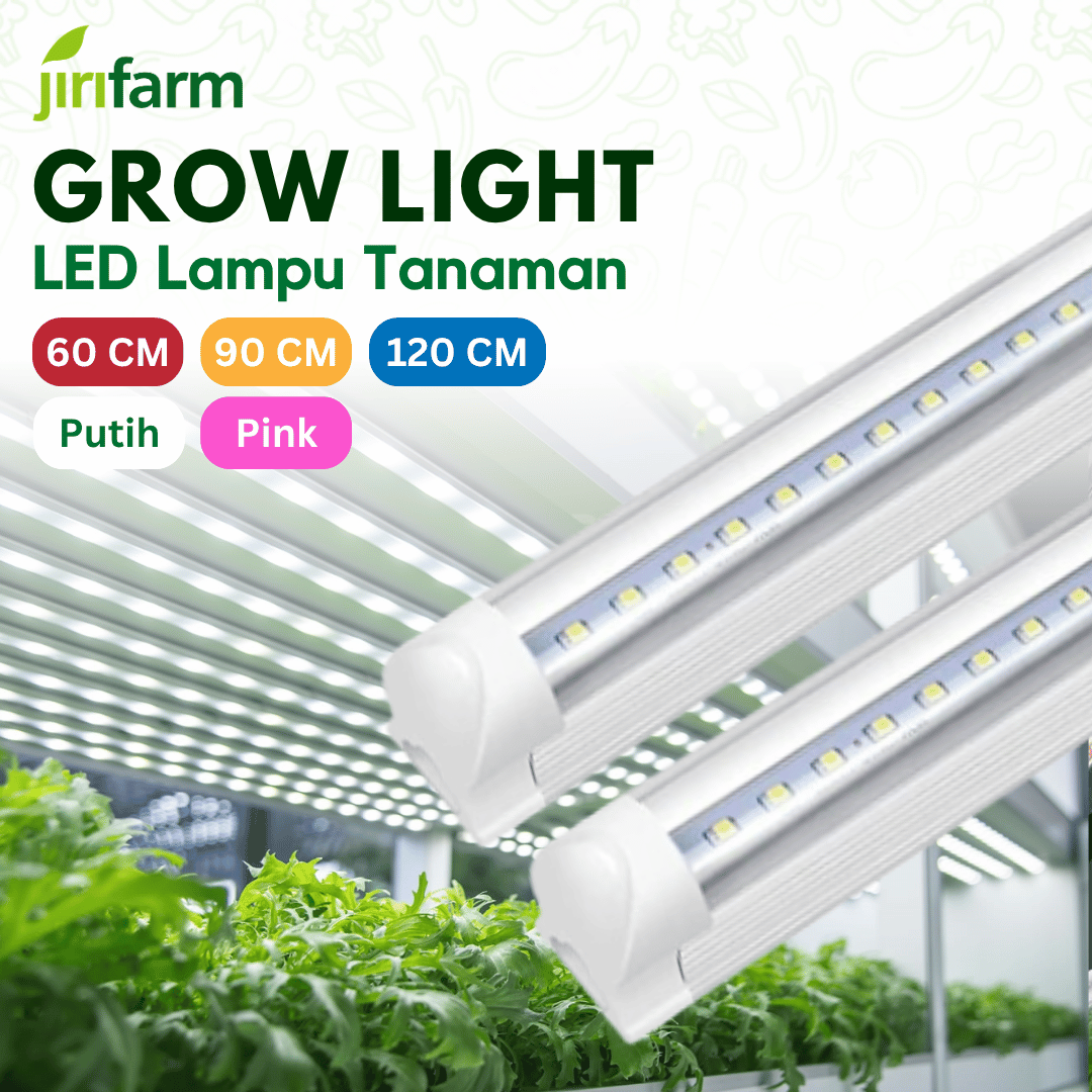 Jirifarm Lampu Grow Light + Colokan Tanaman LED T8 60 90 120 Cm 48 72 98 LED Putih Merah Indoor