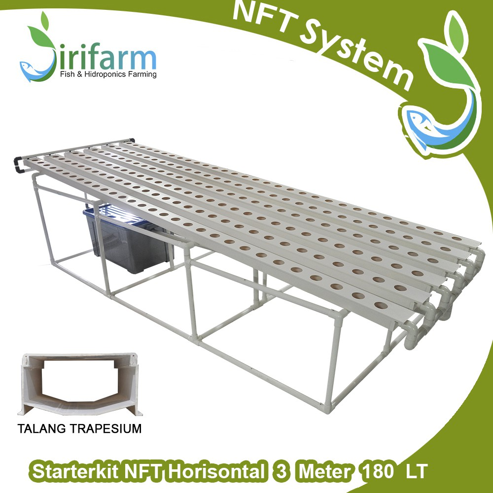 Jirifarm (09379) Starterkit Hidroponik NFT 3 Meter Horisontal 180 Lubang Tanam