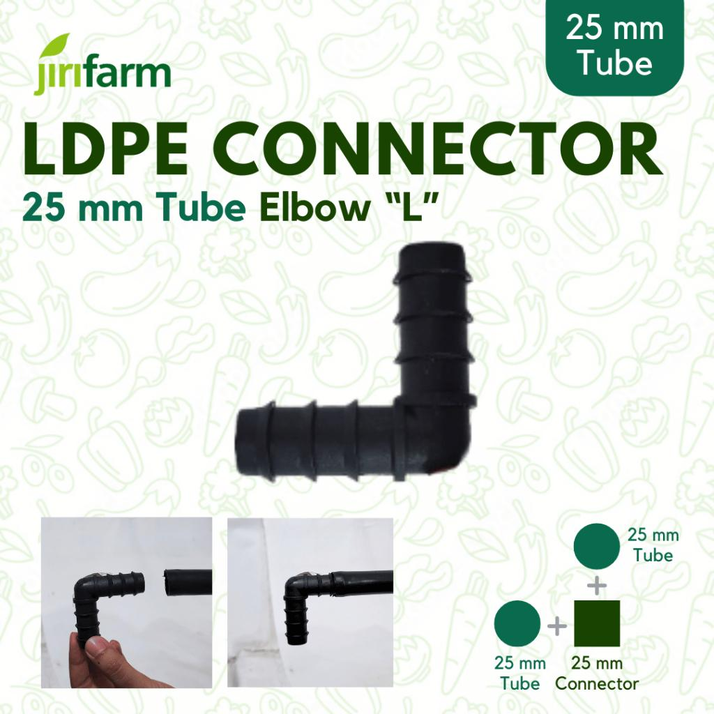 JIRIFARM - Barb Connector Elbow L 25mm Konektor Keran Selang PE Irigasi Hidroponik LDPE 25 mm