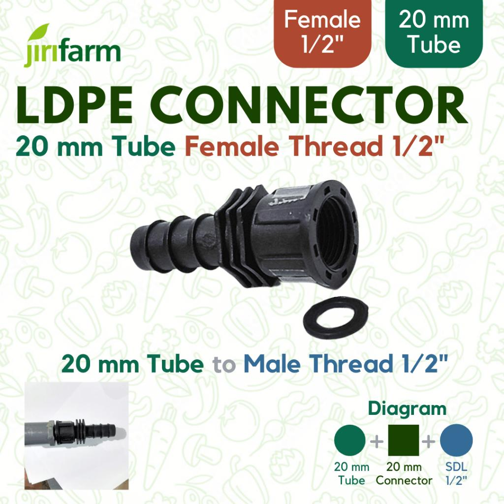 JIRIFARM - Barb Connector 20 mm - Female Thread | Konektor Selang PE Irigasi Drat Dalam  1/2" 20mm