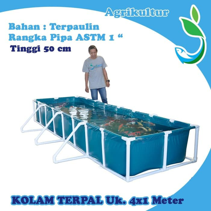 Jirifarm Kolam Terpal 400X100x50 cm - Kolam Ikan Rangka Pipa ASTM - Terpaulin GRADE A